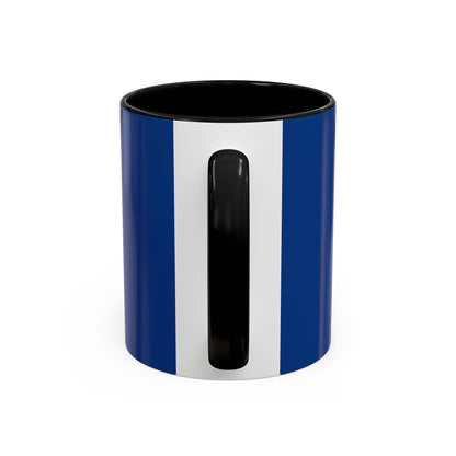 Printify funny sheep mug with blue and white stripes and black handle