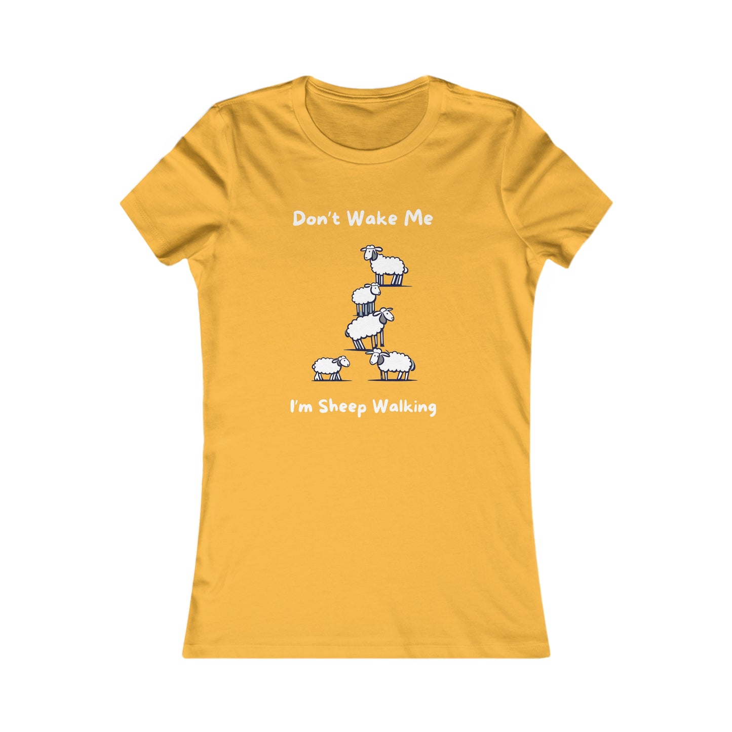 Yellow Printify t-shirt with funny sheep shirt design featuring stacked sheep and text