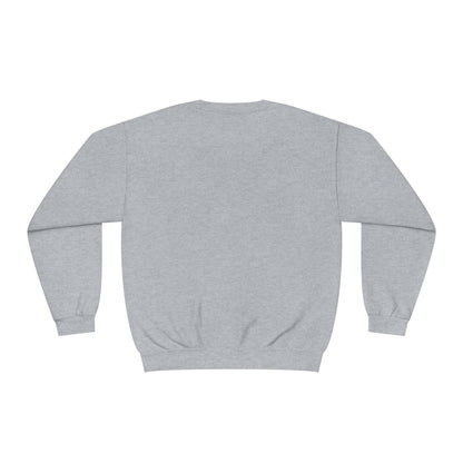 Back view of gray Printify funny sheep sweatshirt with long sleeves and ribbed cuffs
