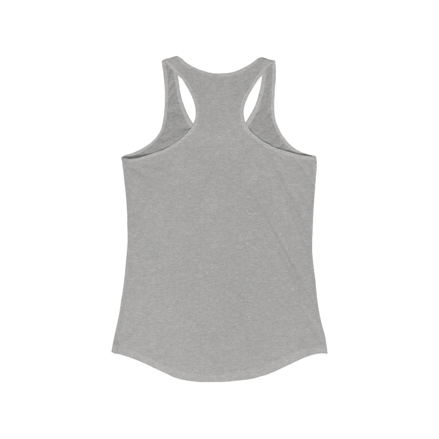 Gray racerback tank top from Printify showcasing the back view of funny sheep tank top