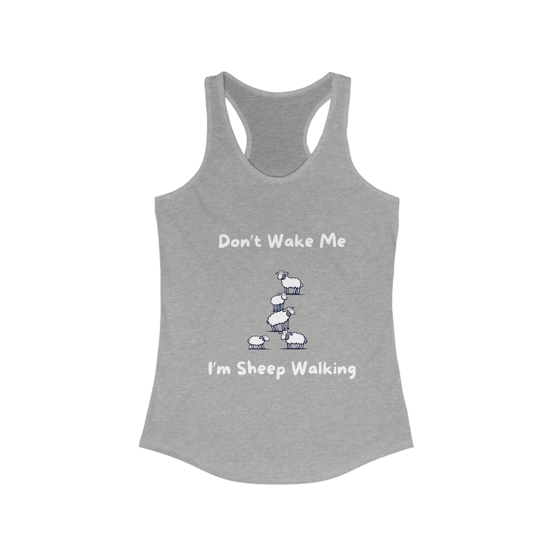Gray funny sheep tank top by Printify with sheep graphic and humorous text on front