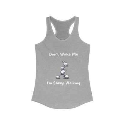 Gray funny sheep tank top by Printify with sheep graphic and humorous text on front