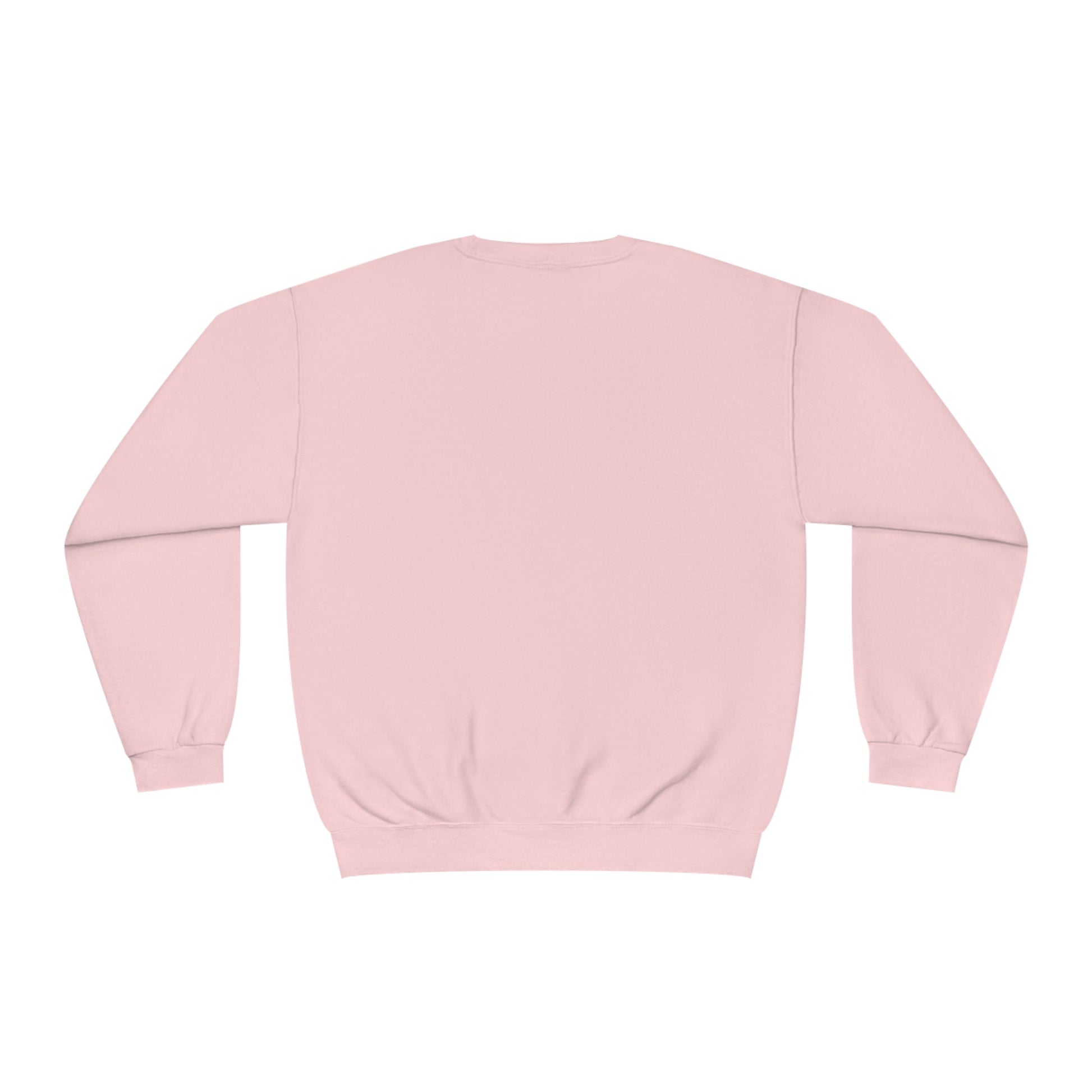 Plain light pink funny sweat shirt from Printify with long sleeves and ribbed cuffs