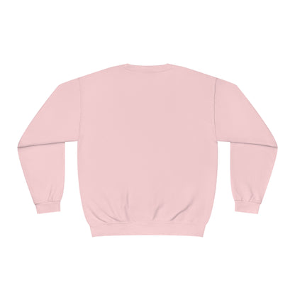Plain light pink funny sweat shirt from Printify with long sleeves and ribbed cuffs