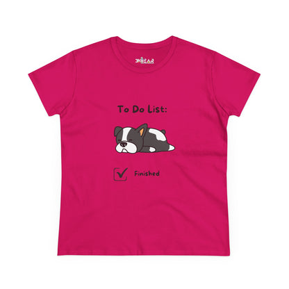 Funny to do list tee in pink with a cute sleeping dog and checked finished box