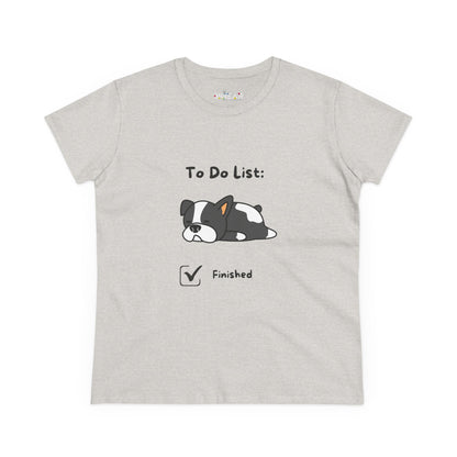 Light gray Printify funny to do list tee with cartoon dog and finished checklist design