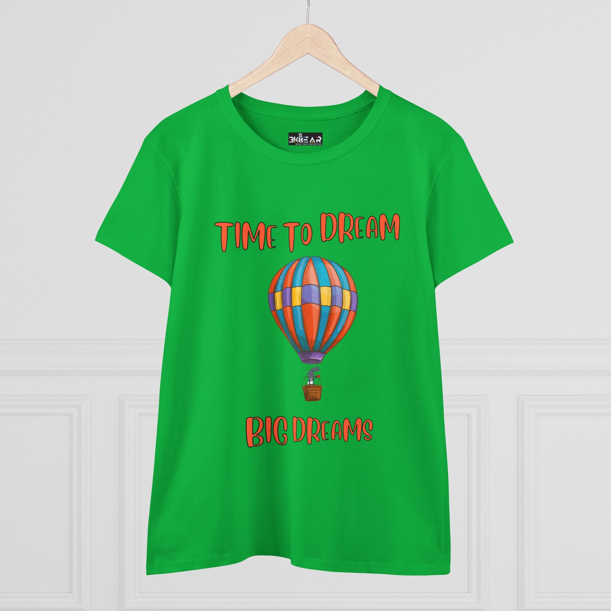 motivational graphic t-shirt for women with colorful hot air balloon and Time to Dream text
