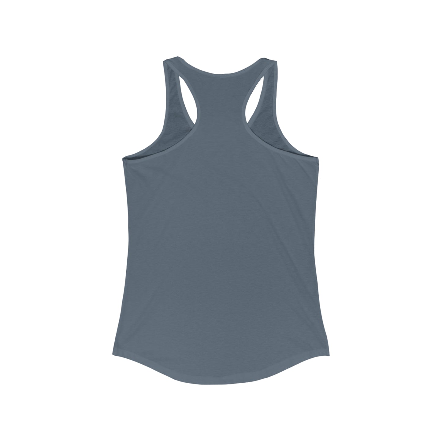 Printify heart tank in blue gray color with racerback design and sleeveless fit