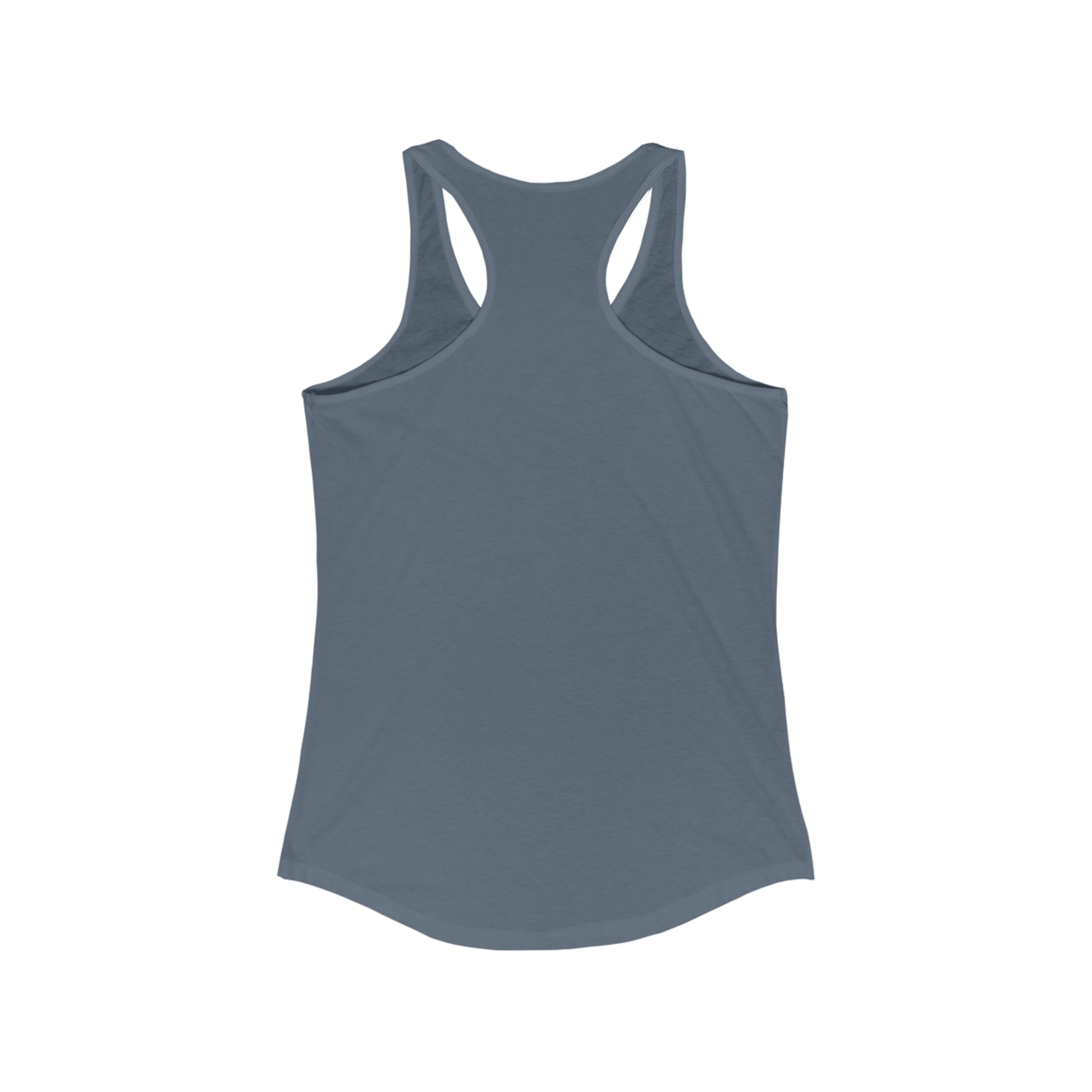 Printify heart tank in blue gray color with racerback design and sleeveless fit