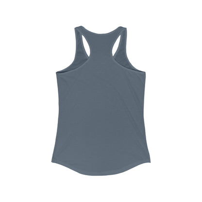 Printify heart tank in blue gray color with racerback design and sleeveless fit