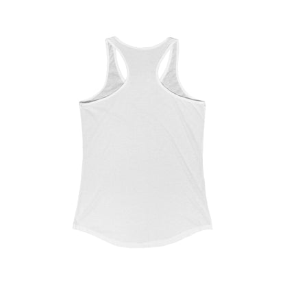 White Printify heart tank top with racerback design and soft fabric for casual wear