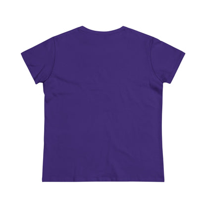 Back view of a plain purple heartbeat graphic t-shirt by Printify with short sleeves