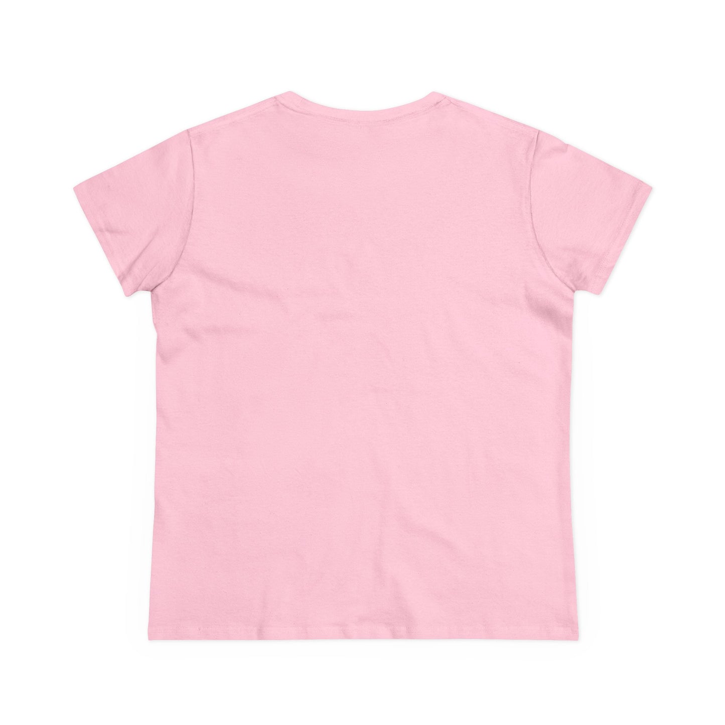 Back view of pink I heart paws shirt by Printify with short sleeves and simple design