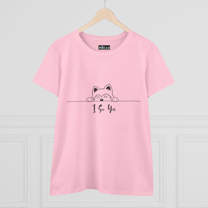 Pink I See You Shirt by Printify with cute cat peeking design on front