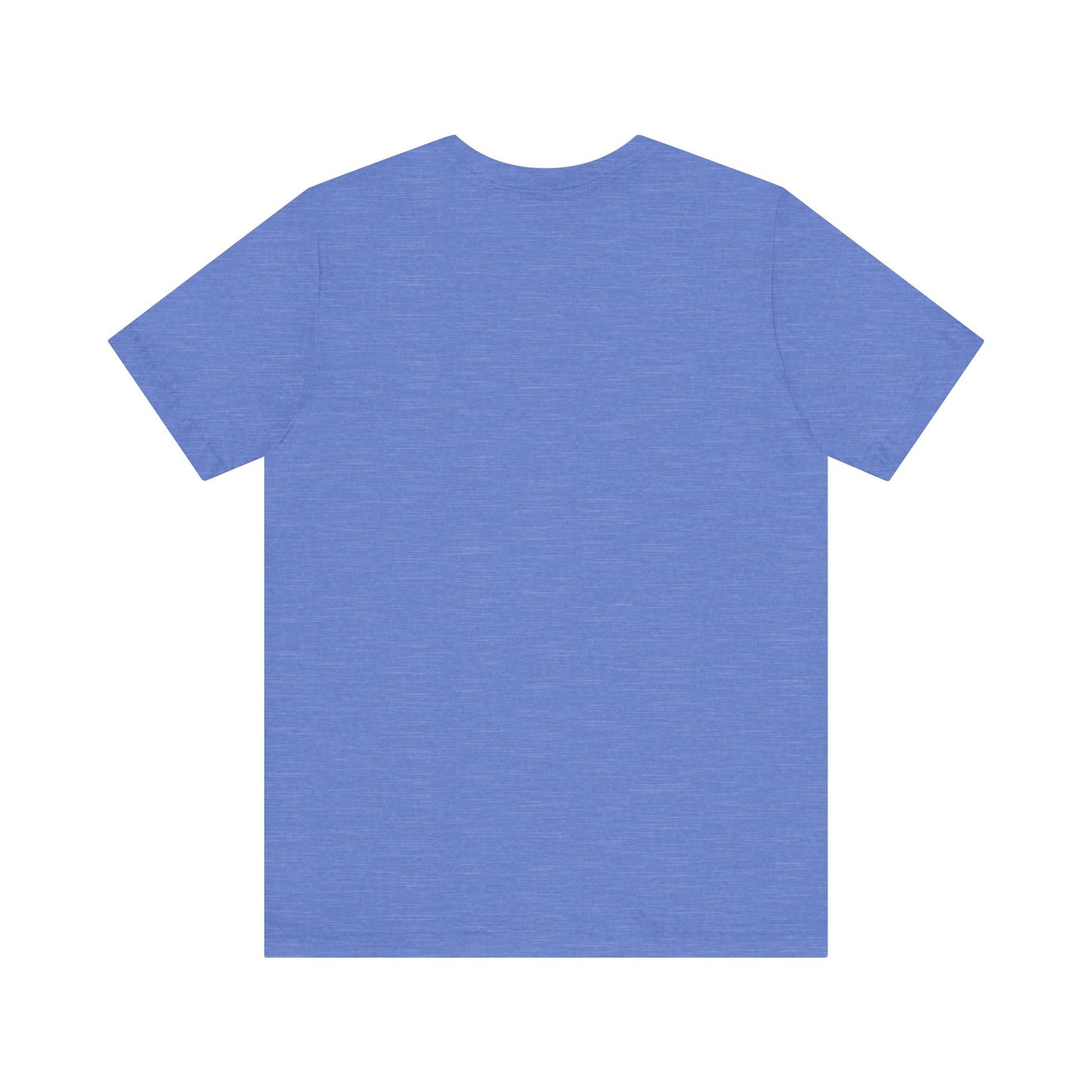 Plain blue short sleeve t-shirt from Printify, suitable as a base for a but first coffee tee design