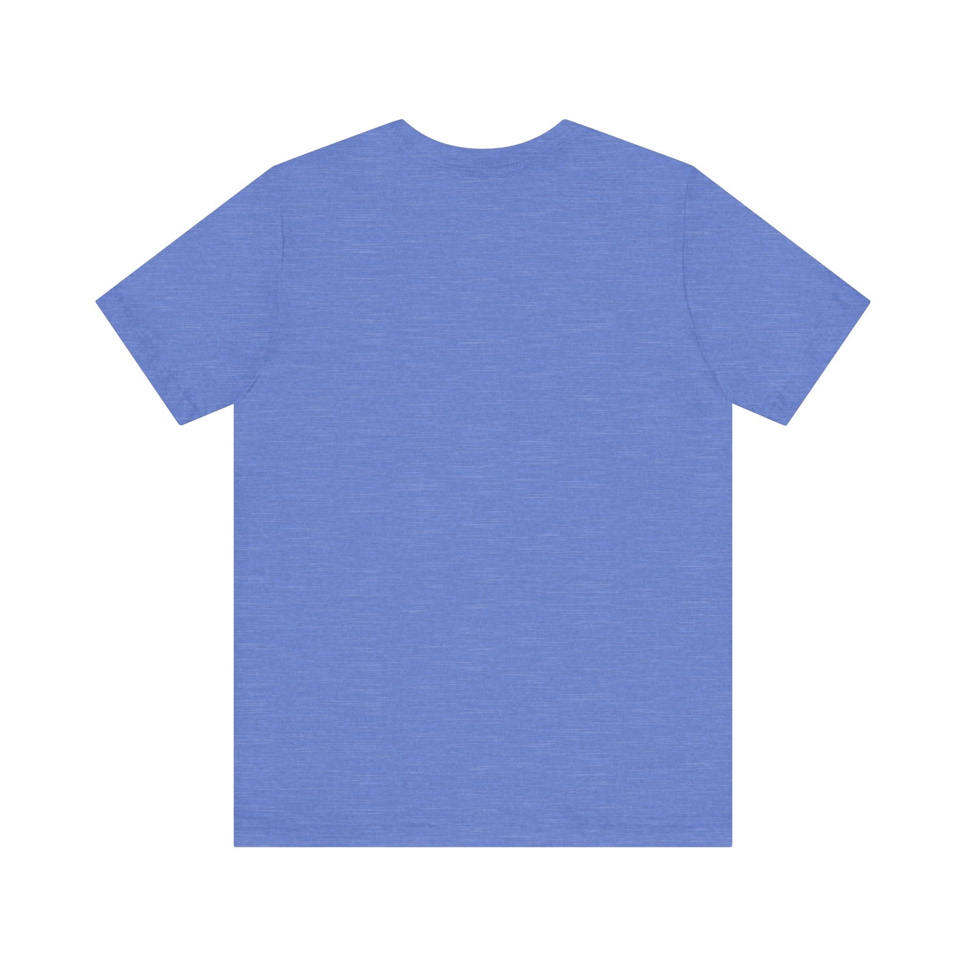Plain blue short sleeve t-shirt from Printify, suitable as a base for a but first coffee tee design