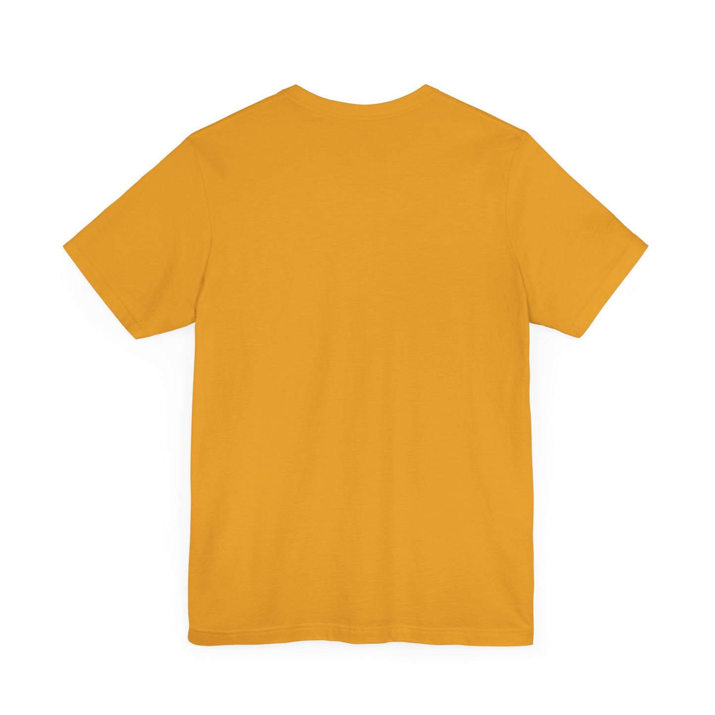 Back view of mustard yellow Printify t-shirt for but first coffee tee design