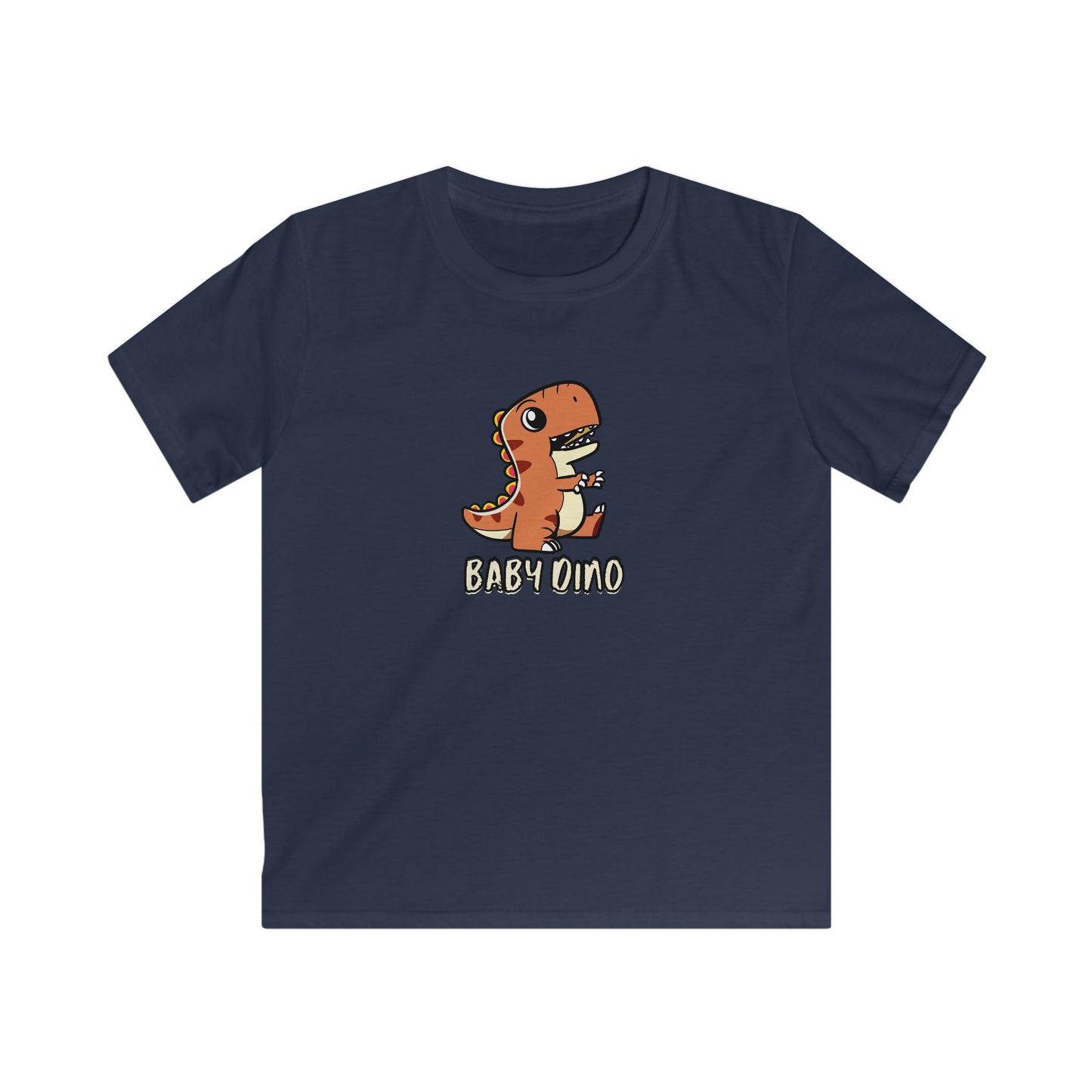 Printify navy kids t-shirt with cute dino graphic tee for kids featuring a baby dinosaur design
