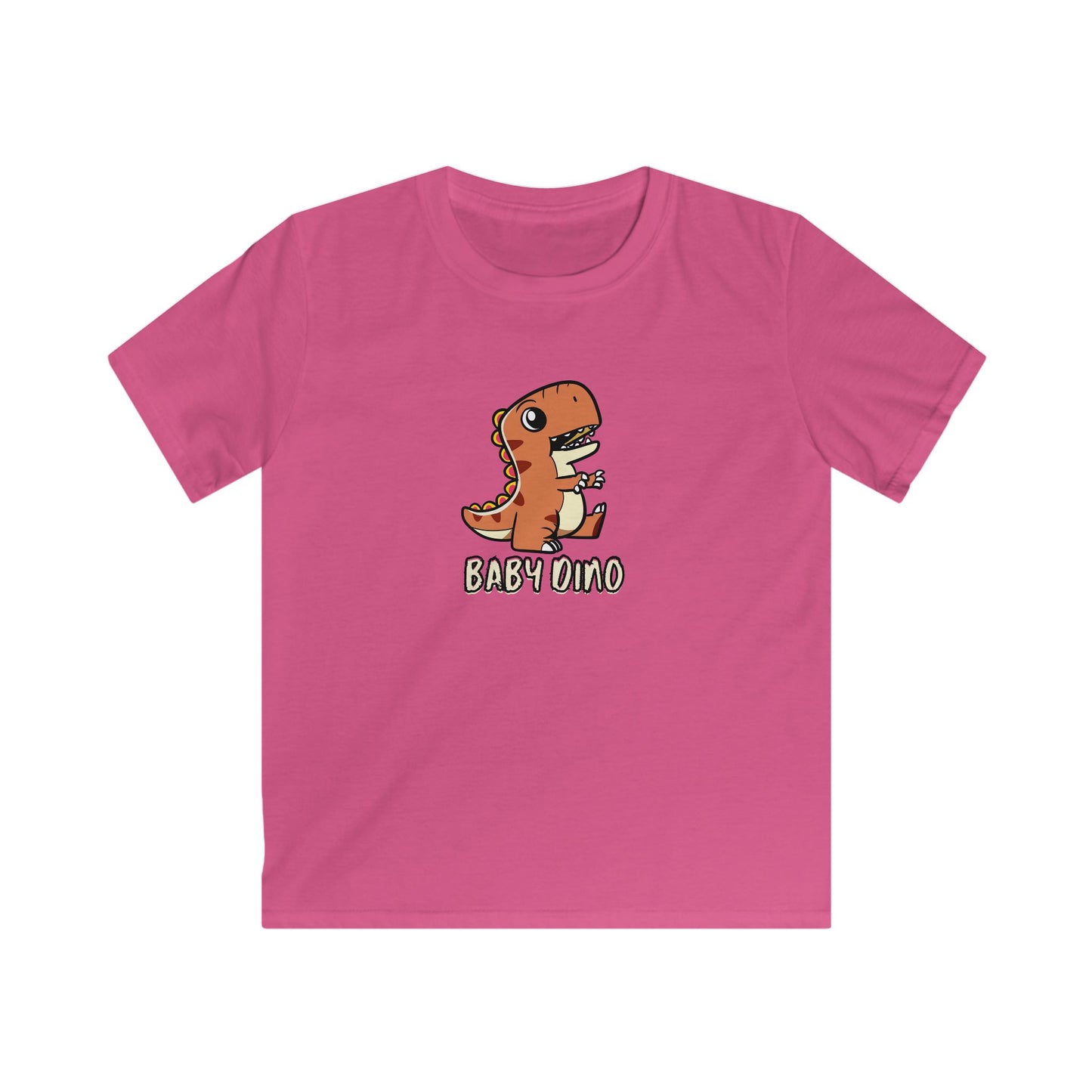 Printify kids pink t-shirt with cute dino graphic tee for kids and baby dino design
