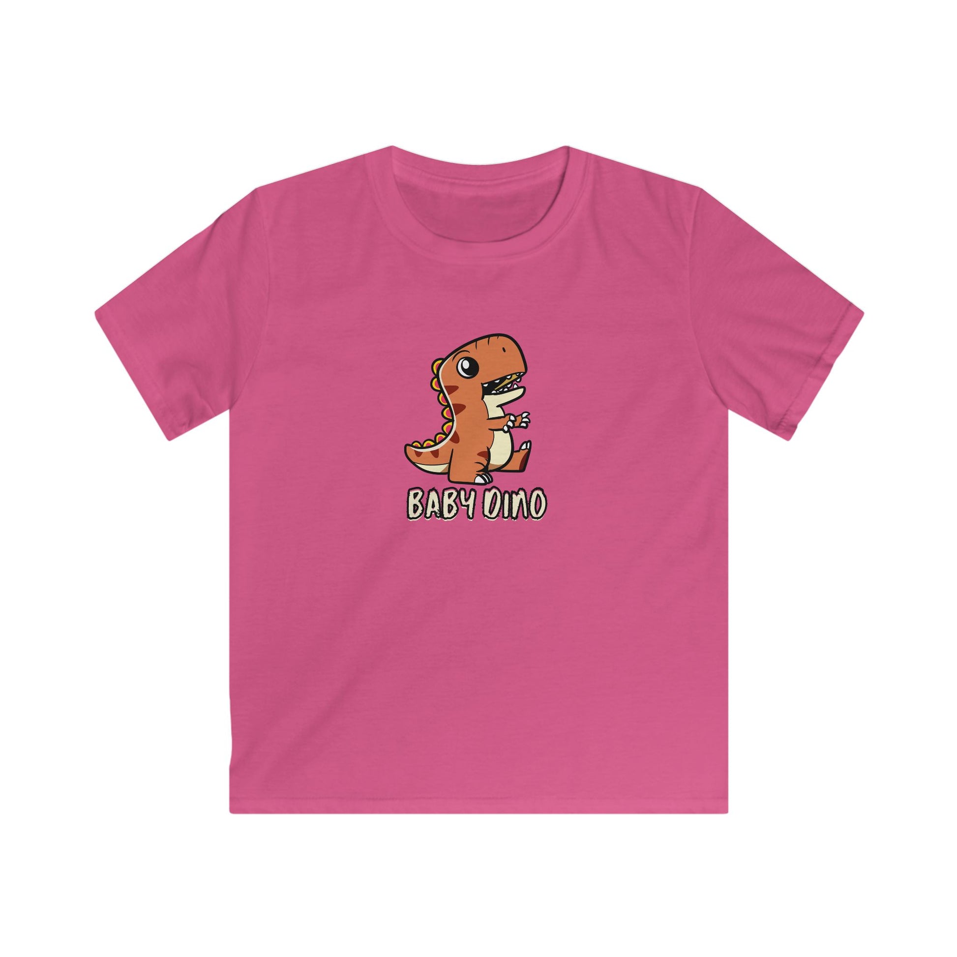 Printify kids pink t-shirt with cute dino graphic tee for kids and baby dino design