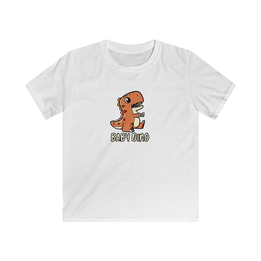Printify kids white shirt with cute dino graphic tee for kids featuring cartoon baby dinosaur design
