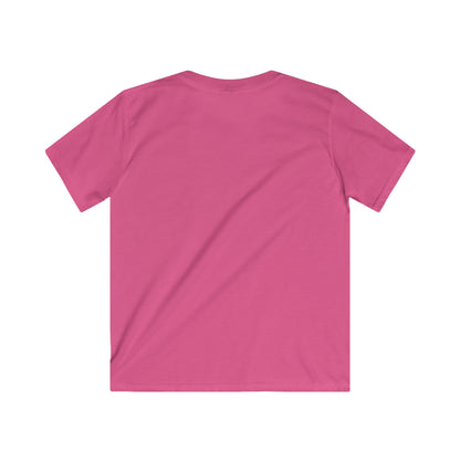 Back view of pink I love trucks kids tee made by Printify for comfortable kids wear