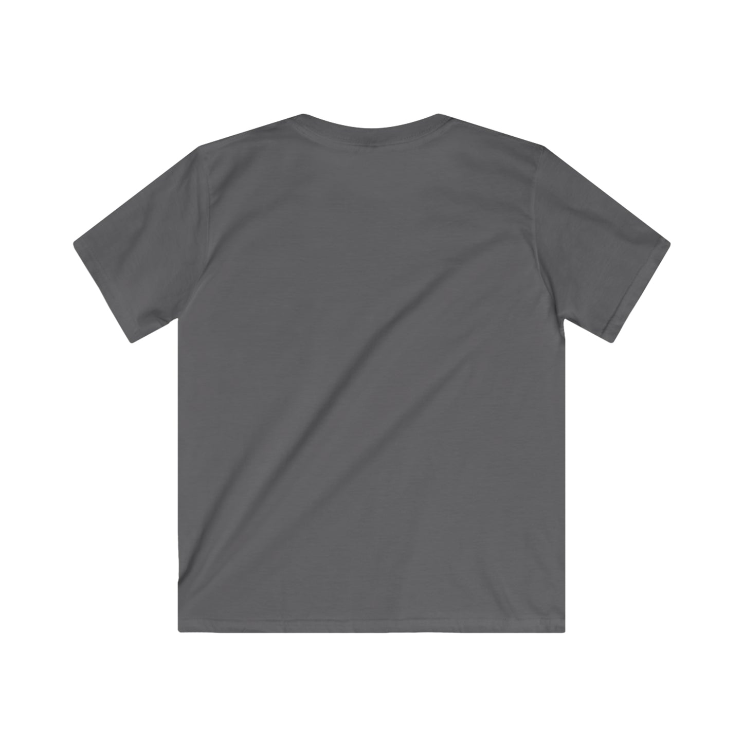 Back view of gray kids ocean vibes t-shirt from Printify with short sleeves and simple design