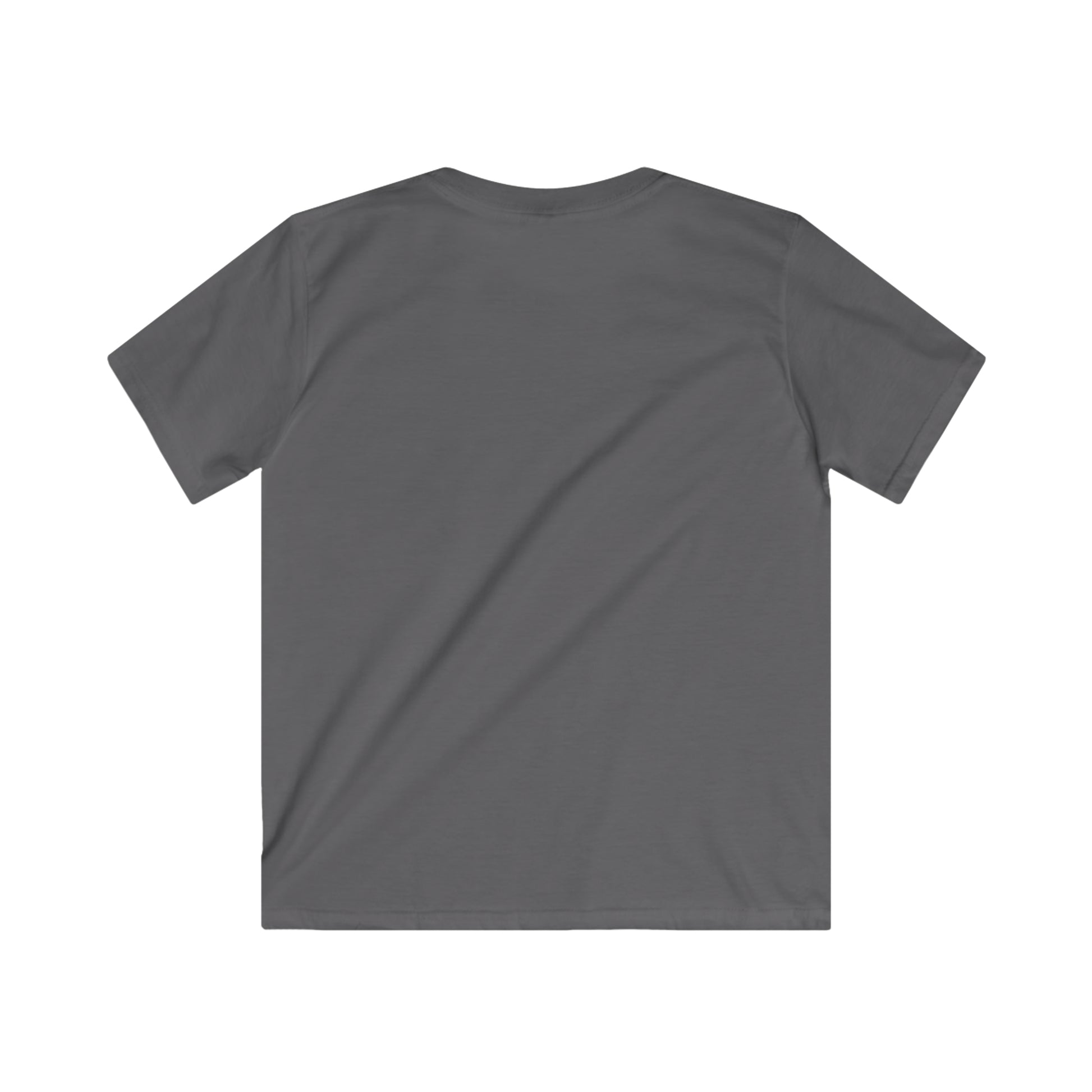 Back view of gray kids ocean vibes t-shirt from Printify with short sleeves and simple design
