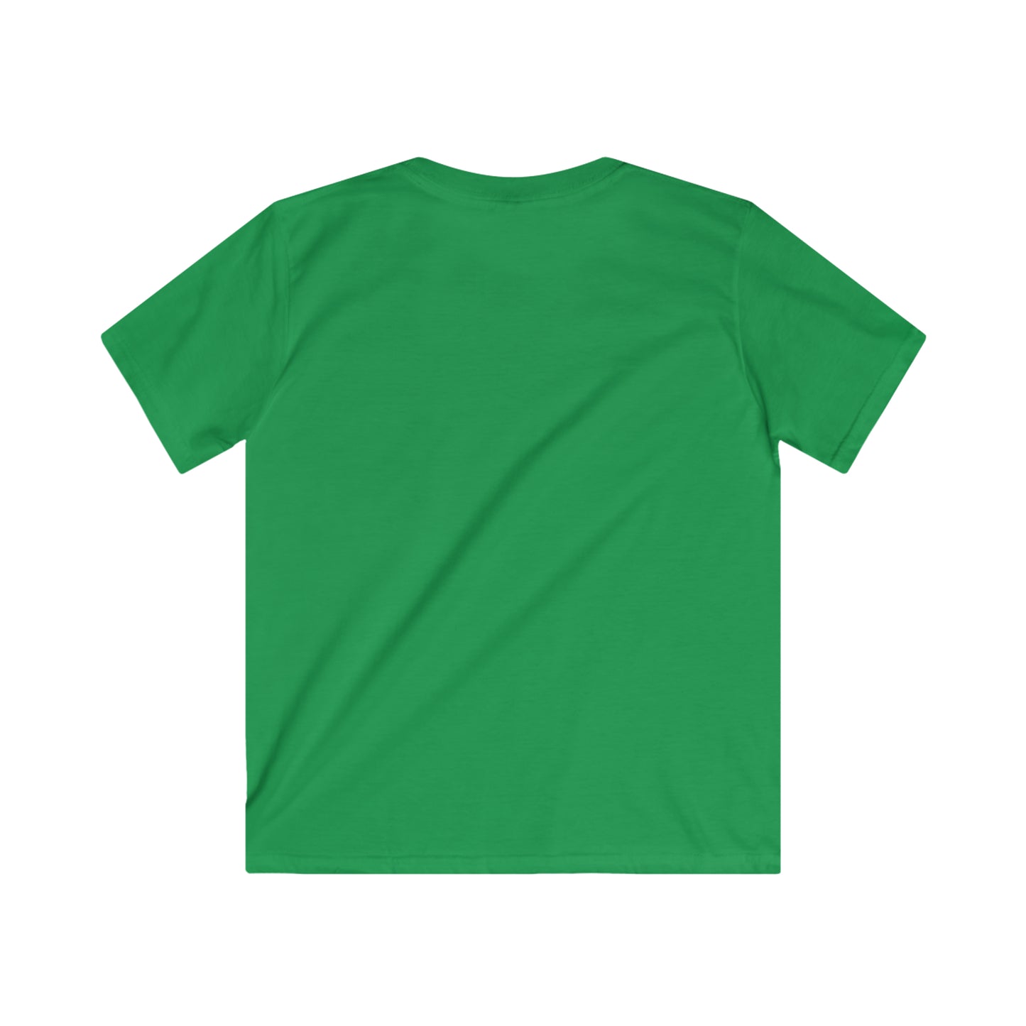 Green kids ocean vibes t-shirt from Printify shown from the back in plain solid color