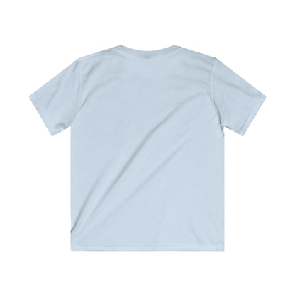 Plain light blue kids ocean vibes t-shirt by Printify shown from back view