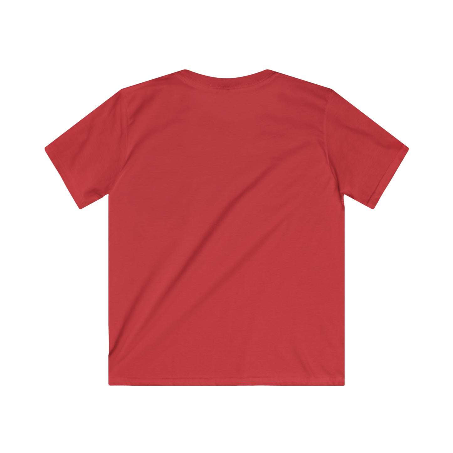 Red kids ocean vibes t-shirt by Printify showing back view with short sleeves