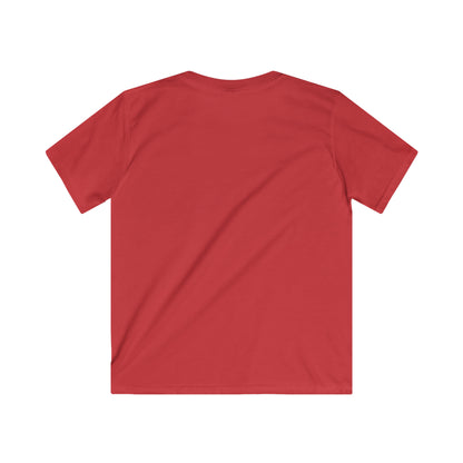 Red kids ocean vibes t-shirt by Printify showing back view with short sleeves