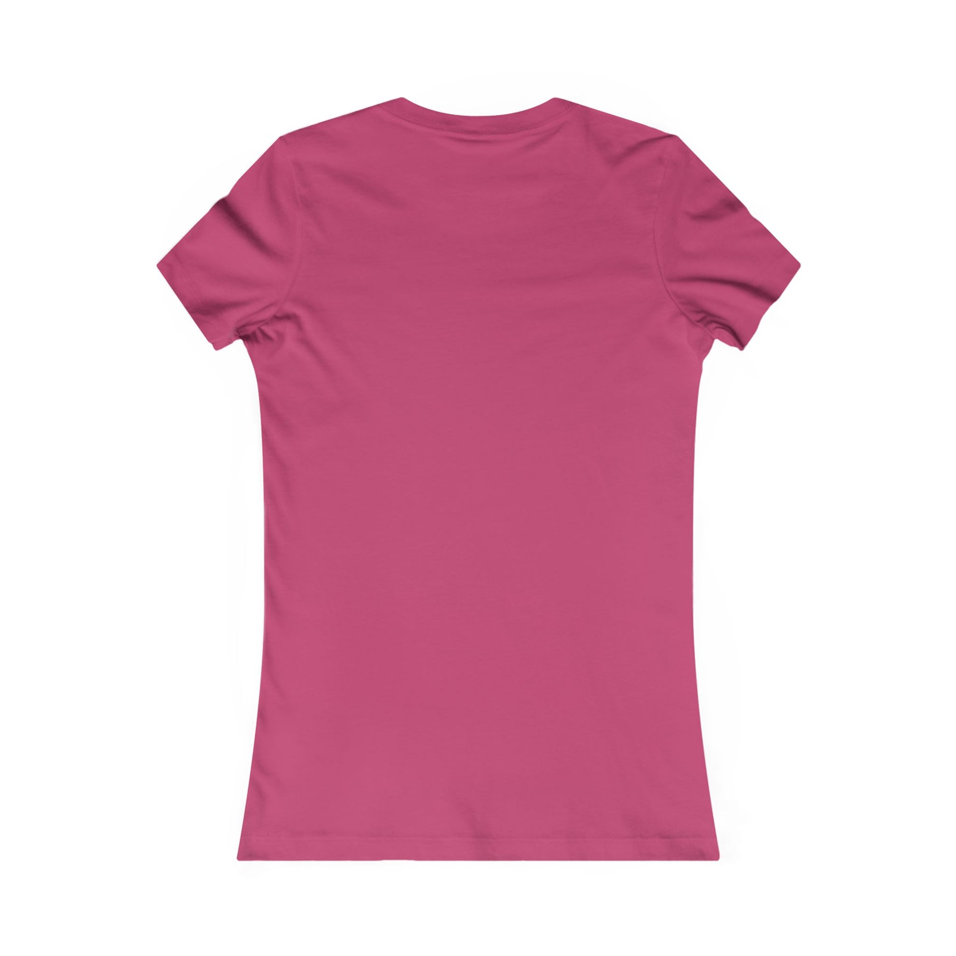 Back view of a plain pink ladies t made by Printify with short sleeves and fitted cut