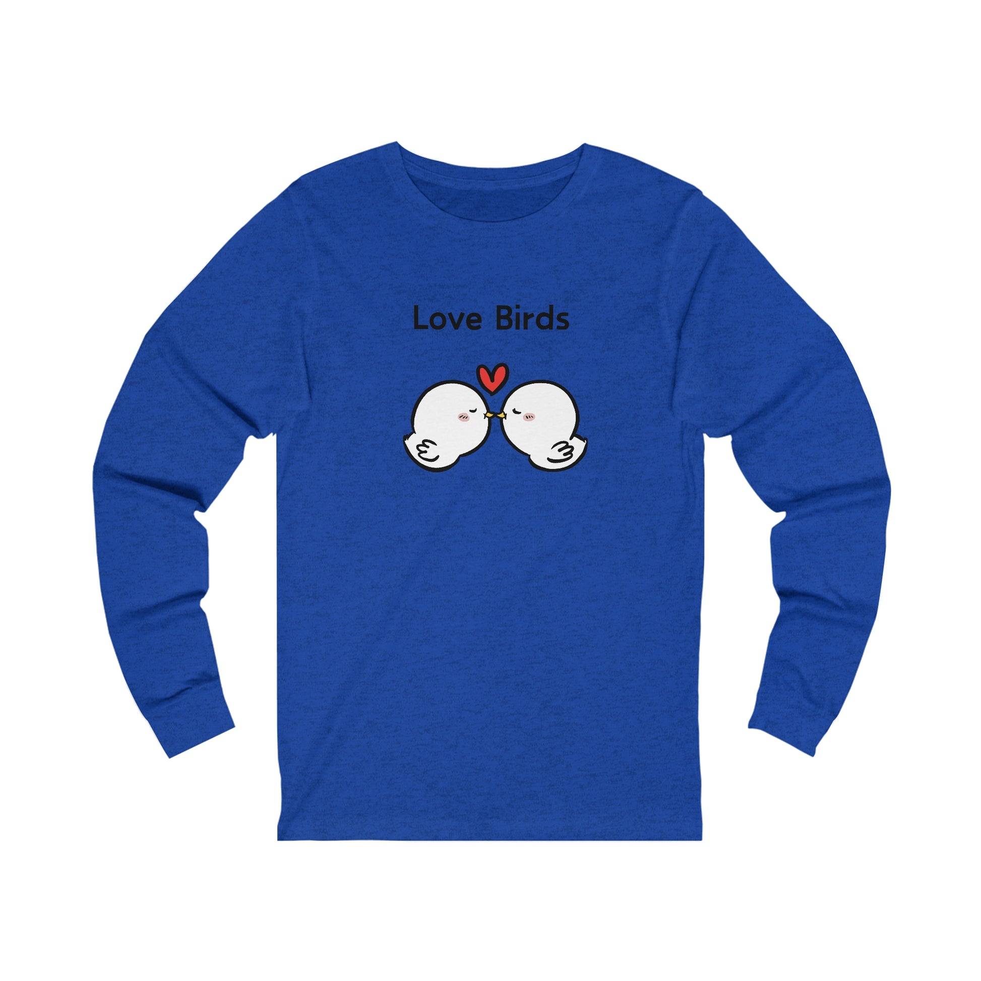 Printify blue long sleeve clothes with cute love birds graphic and heart design