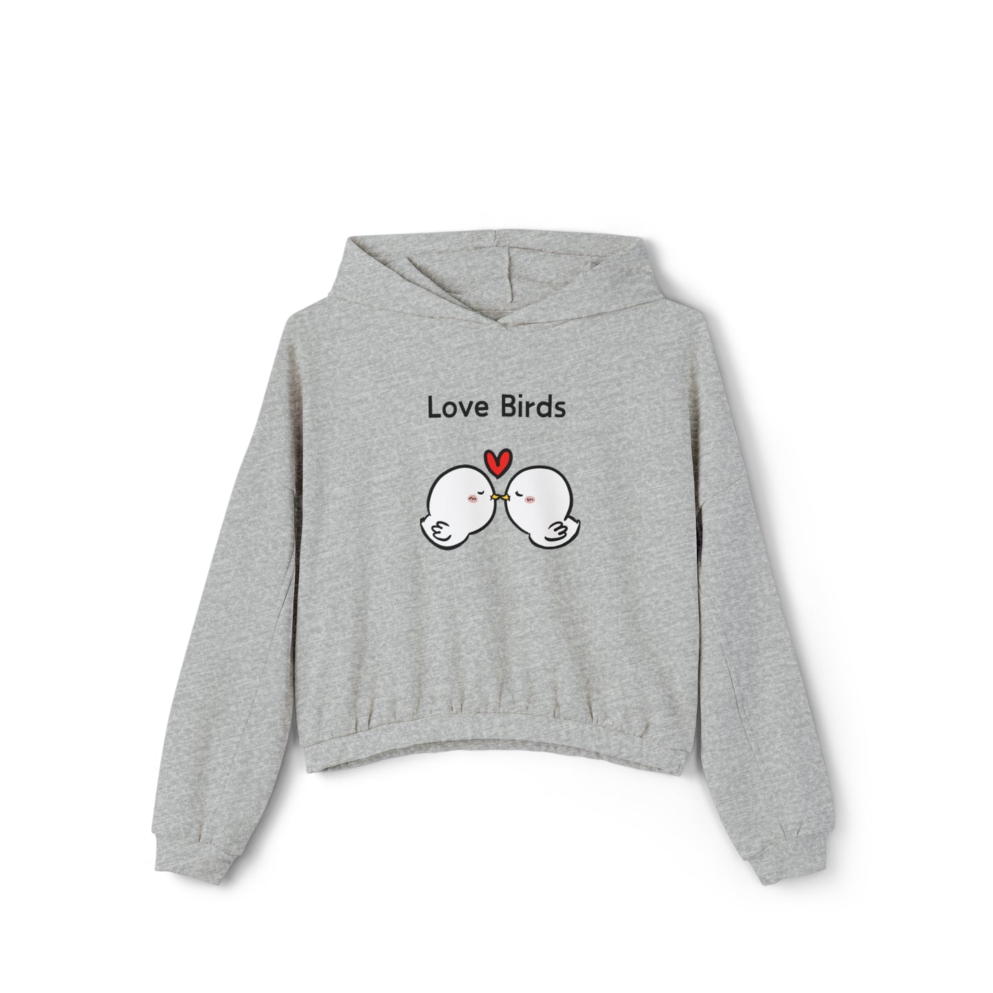 Printify gray hoodie with cute sweatshirts with sayings featuring Love Birds graphic and heart design