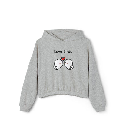 Printify gray hoodie with cute sweatshirts with sayings featuring Love Birds graphic and heart design