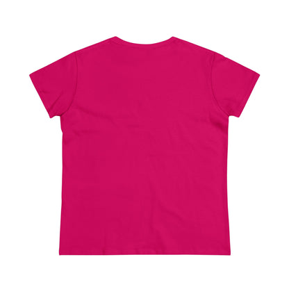 Back view of bright pink national park t-shirt for women by Printify with short sleeves
