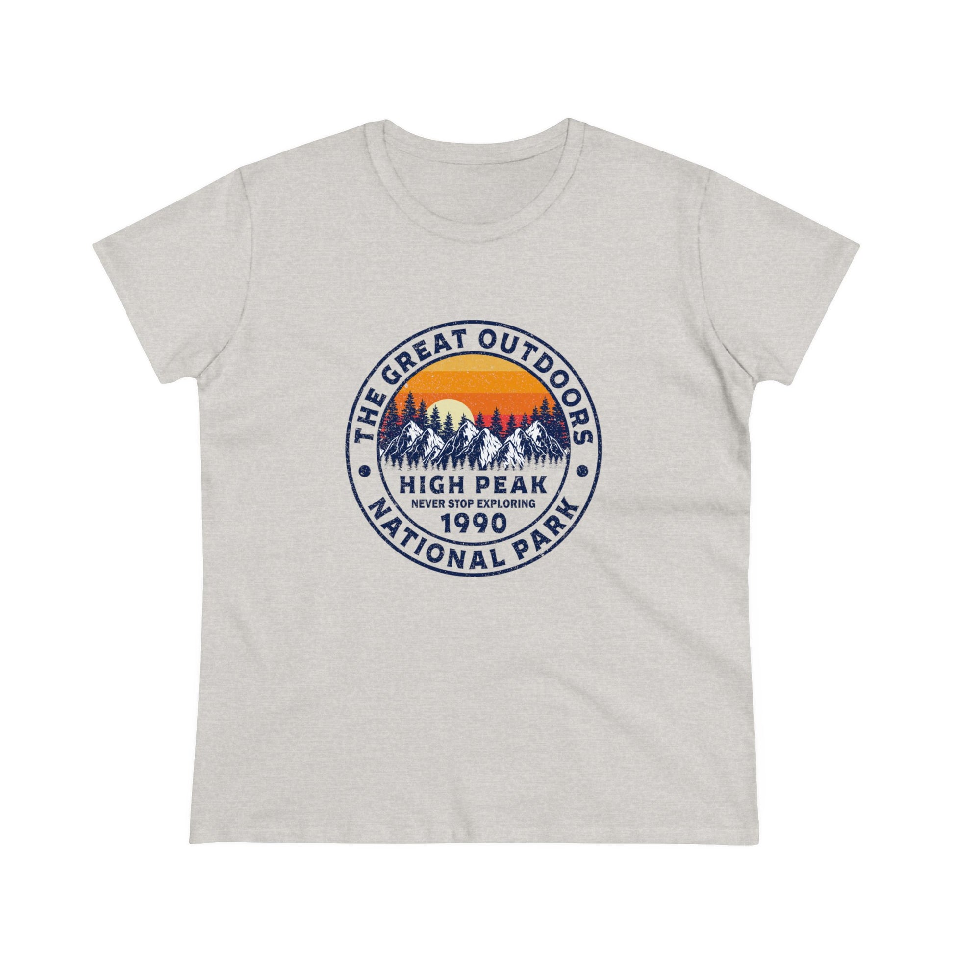 Printify national park t-shirt for women with mountain and sunset graphic design