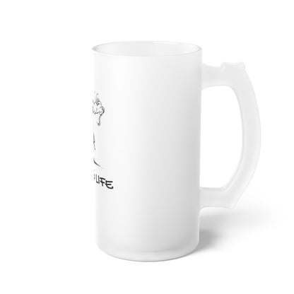 White frosted glass novelty gift beer mug with a sturdy handle by Printify