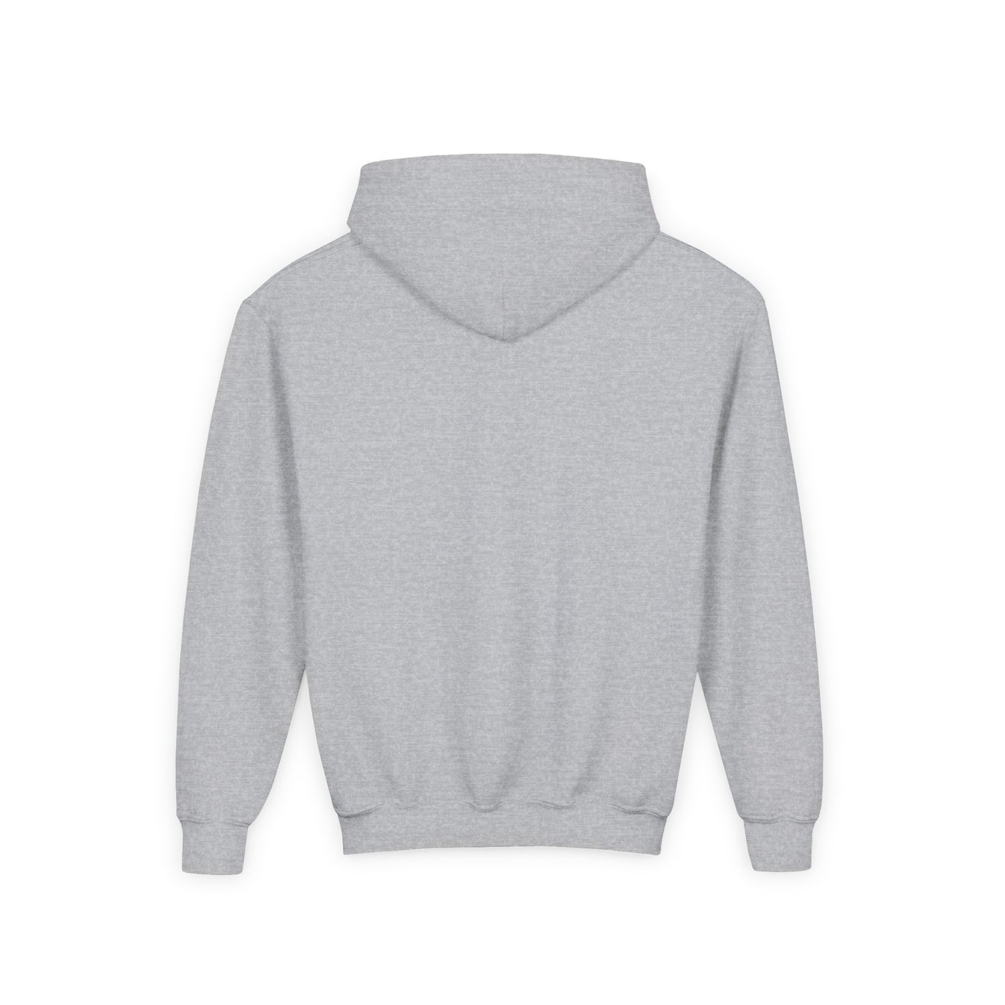 Back view of gray patriotic kids hoodie from Printify with long sleeves and hood