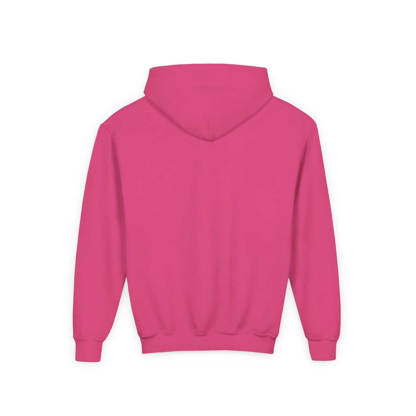 Back view of pink kids skateboard penguin sweatshirt child with hood and long sleeves