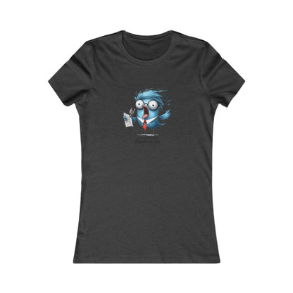 Black T-shirt with a funny blue bird cartoon wearing glasses and a tie punny animal shirts design