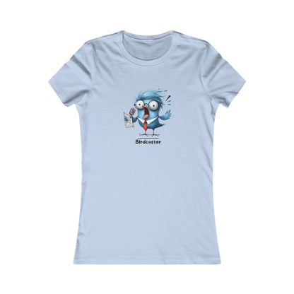 Light blue punny animal shirts T-shirt featuring a cartoon bird with microphone and headset by Printify