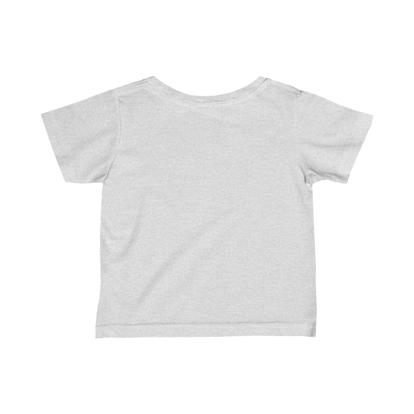 Back view of plain white puppy love infant t-shirt for kids by Printify with short sleeves