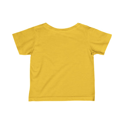 Yellow puppy love infant t-shirt for kids by Printify with a simple short sleeve design