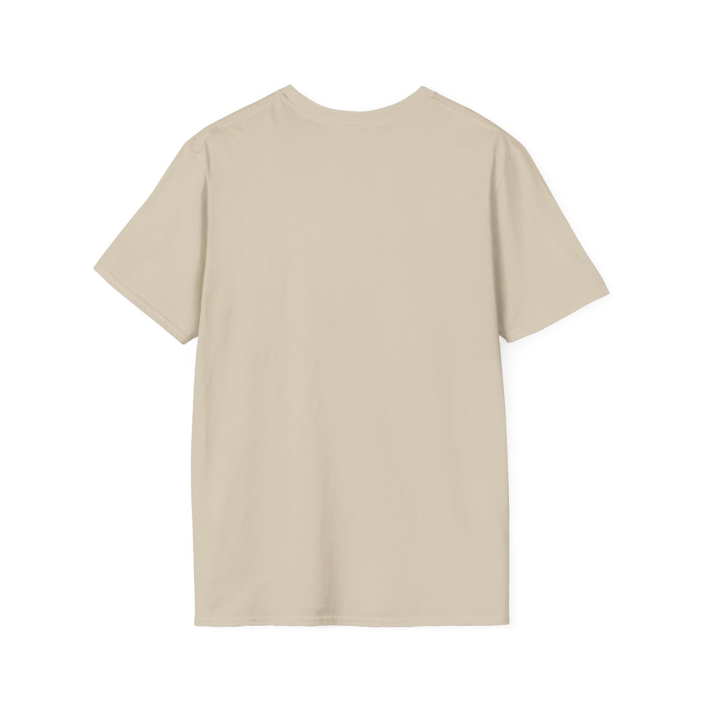 Beige plain Printify t-shirt for custom rocket ship tee designs with short sleeves