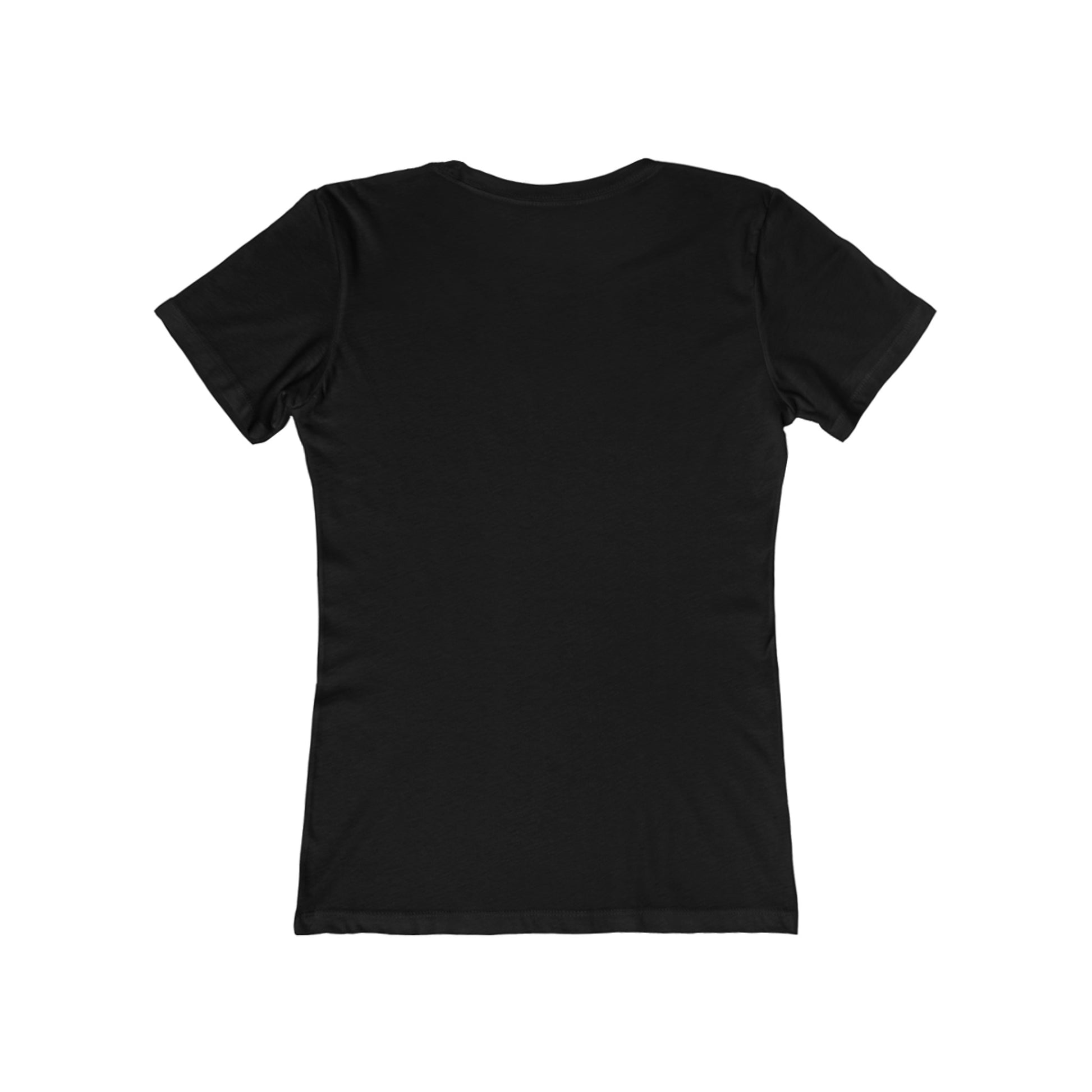 Black short sleeve T-shirt back view by Printify perfect for santa claus christmas tee women