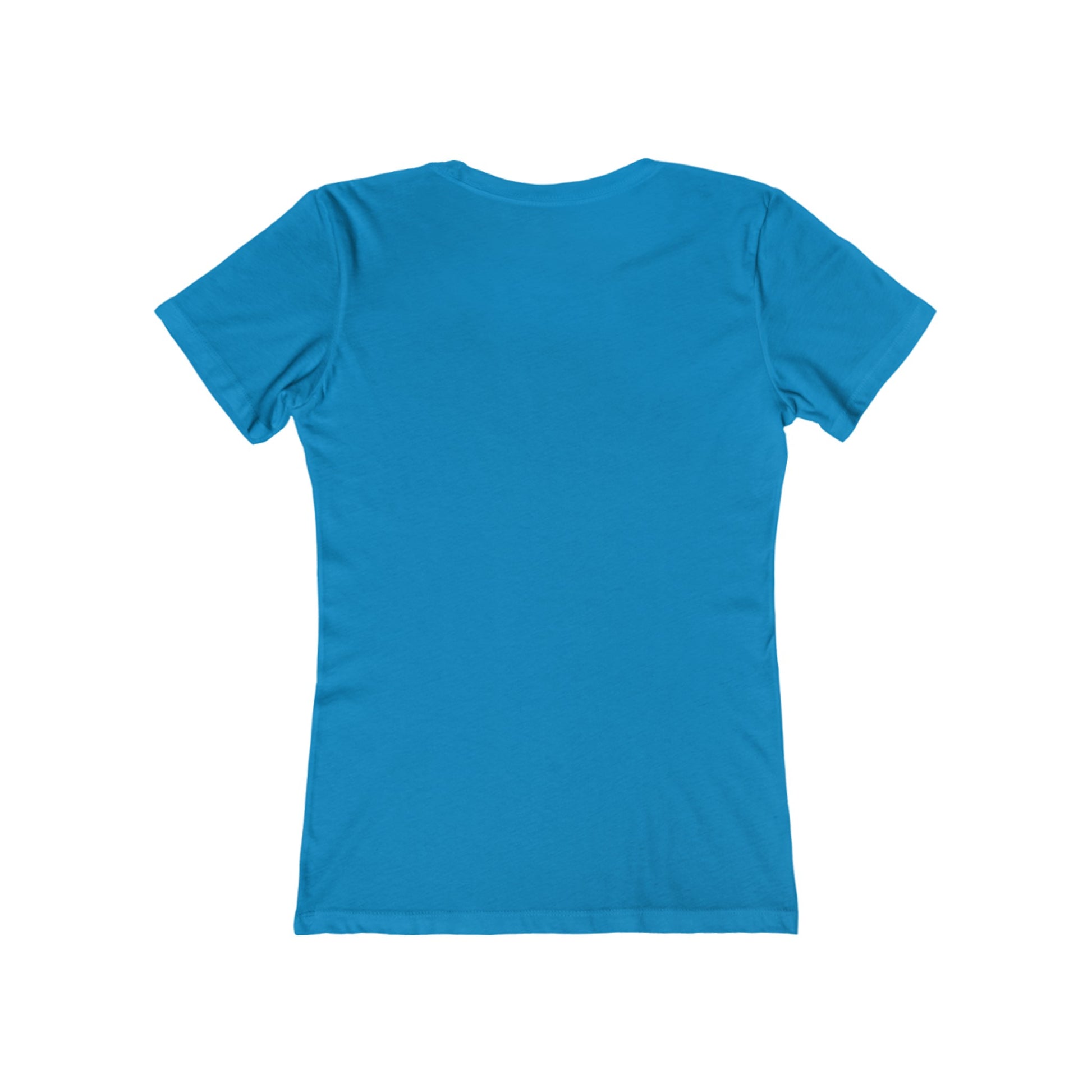 Blue plain t-shirt back view for santa claus christmas tee women by Printify