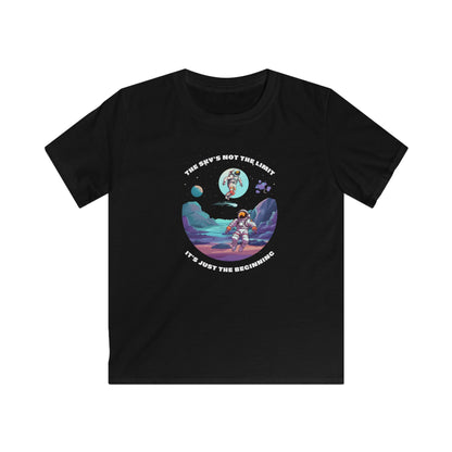Black space motivational tee kids with astronaut graphic and inspirational text Printify kids clothes