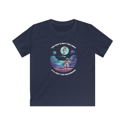 Printify navy space motivational tee kids with astronaut graphic and inspiring space design